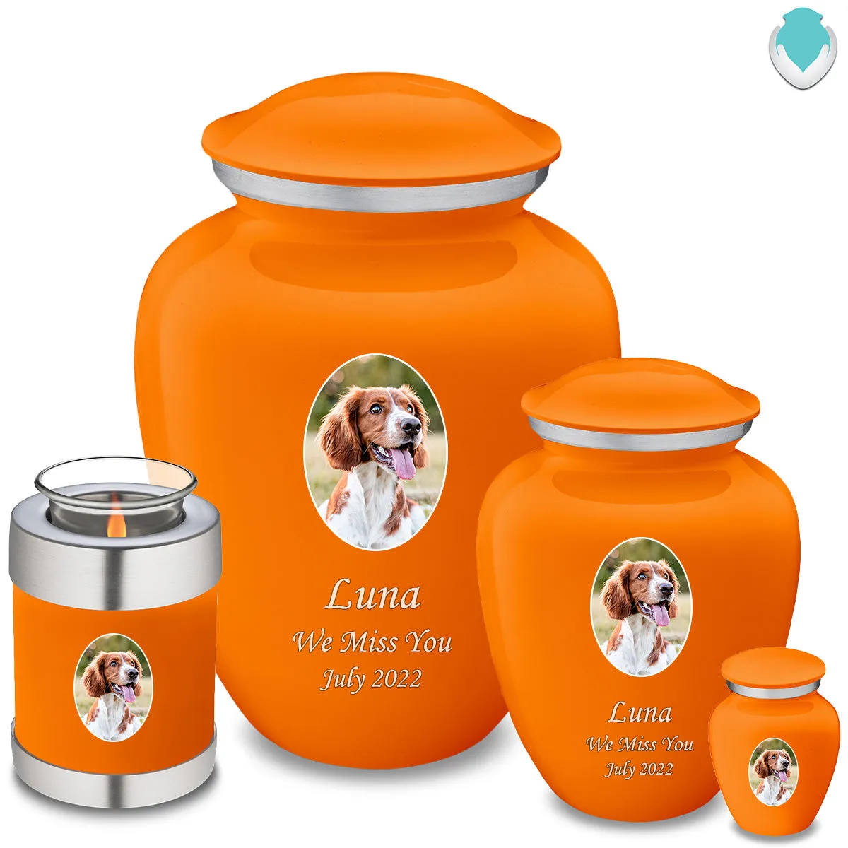 Keepsake Pet Embrace Burnt Orange Portrait Cremation Urn
