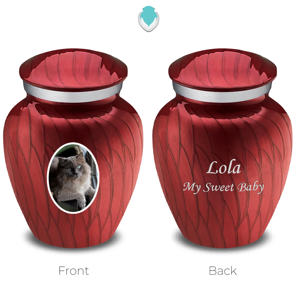 Keepsake Pet Embrace Pearl Candy Red Portrait Cremation Urn