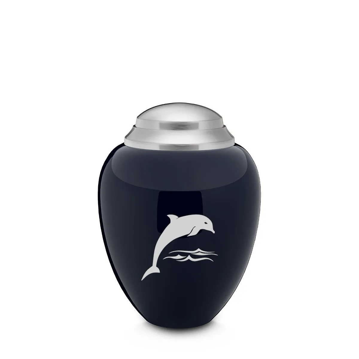 Keepsake Tribute Navy and Brushed Pewter Dolphin Cremation Urn