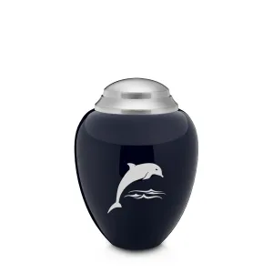 Keepsake Tribute Navy and Brushed Pewter Dolphin Cremation Urn
