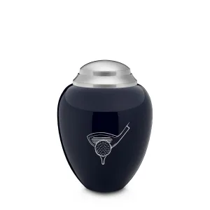 Keepsake Tribute Navy and Brushed Pewter Golf Cremation Urn