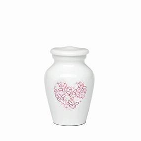 KEEPSAKE - Powder Coated Alloy Urn -4123- Heart with Butterflies