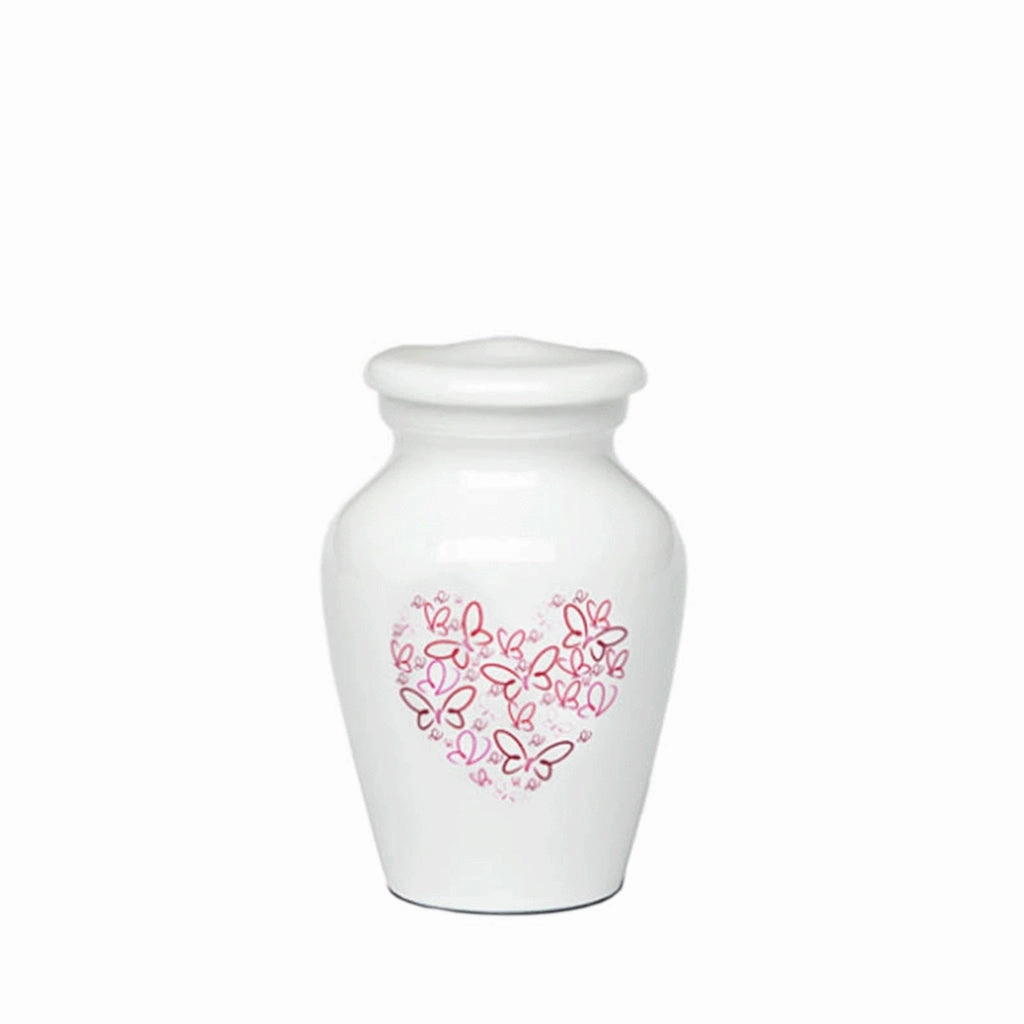 KEEPSAKE - Powder Coated Alloy Urn -4123- Heart with Butterflies