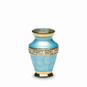 KEEPSAKE Brass Urn -1964- Enamel Overlay- Gold-tone bands