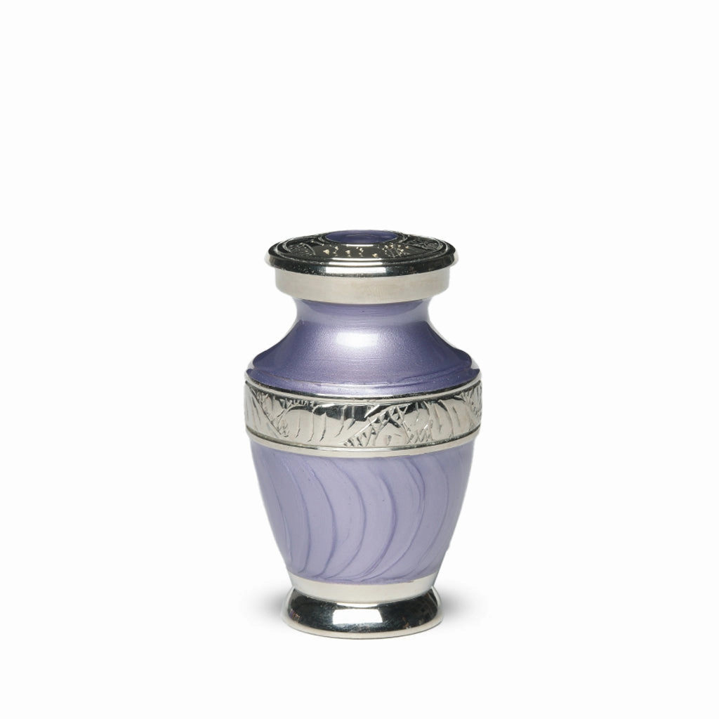 KEEPSAKE Brass Urn -1964- Enamel Overlay- Silver-tone bands