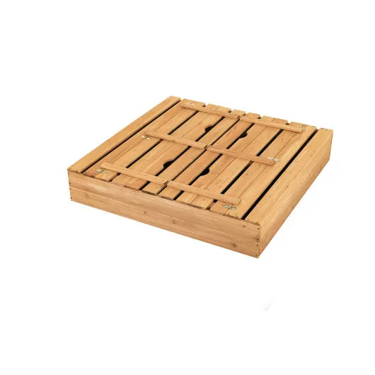 Kids Wooden Sandbox With 2 Foldable Bench Seats