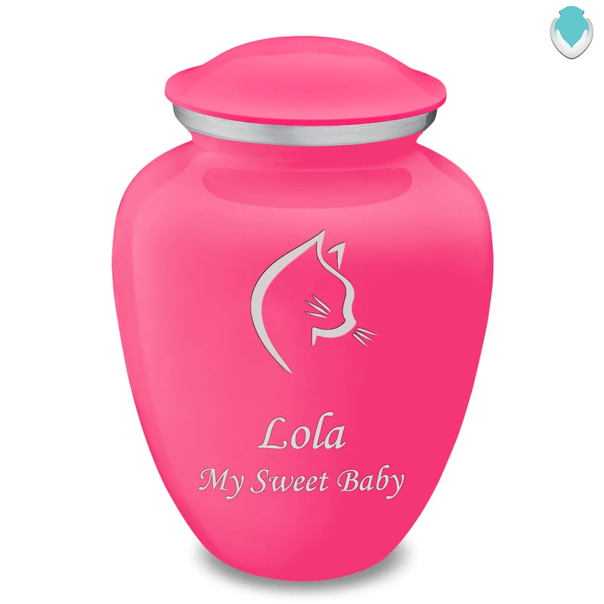 Large Embrace Bright Pink Cat Pet Cremation Urn