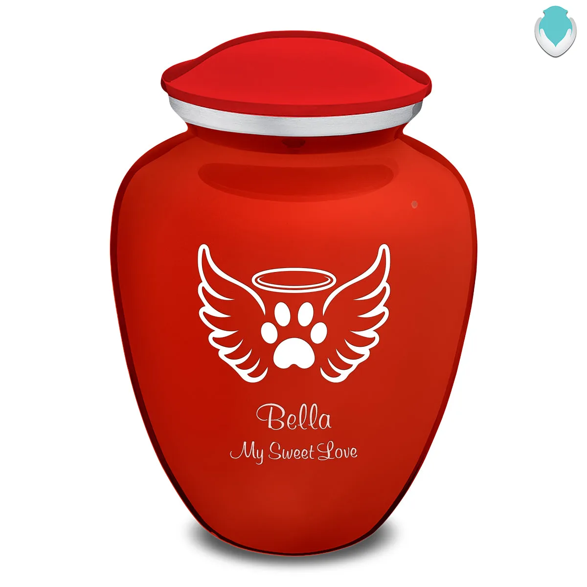 Large Embrace Bright Red Pet Angel Wings Cremation Urn