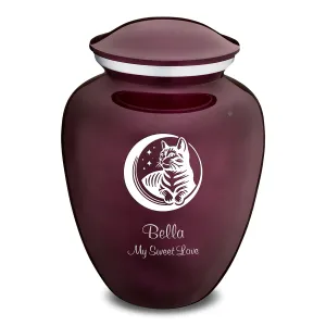 Large Embrace Cherry Purple Pet Cute Cat Cremation Urn
