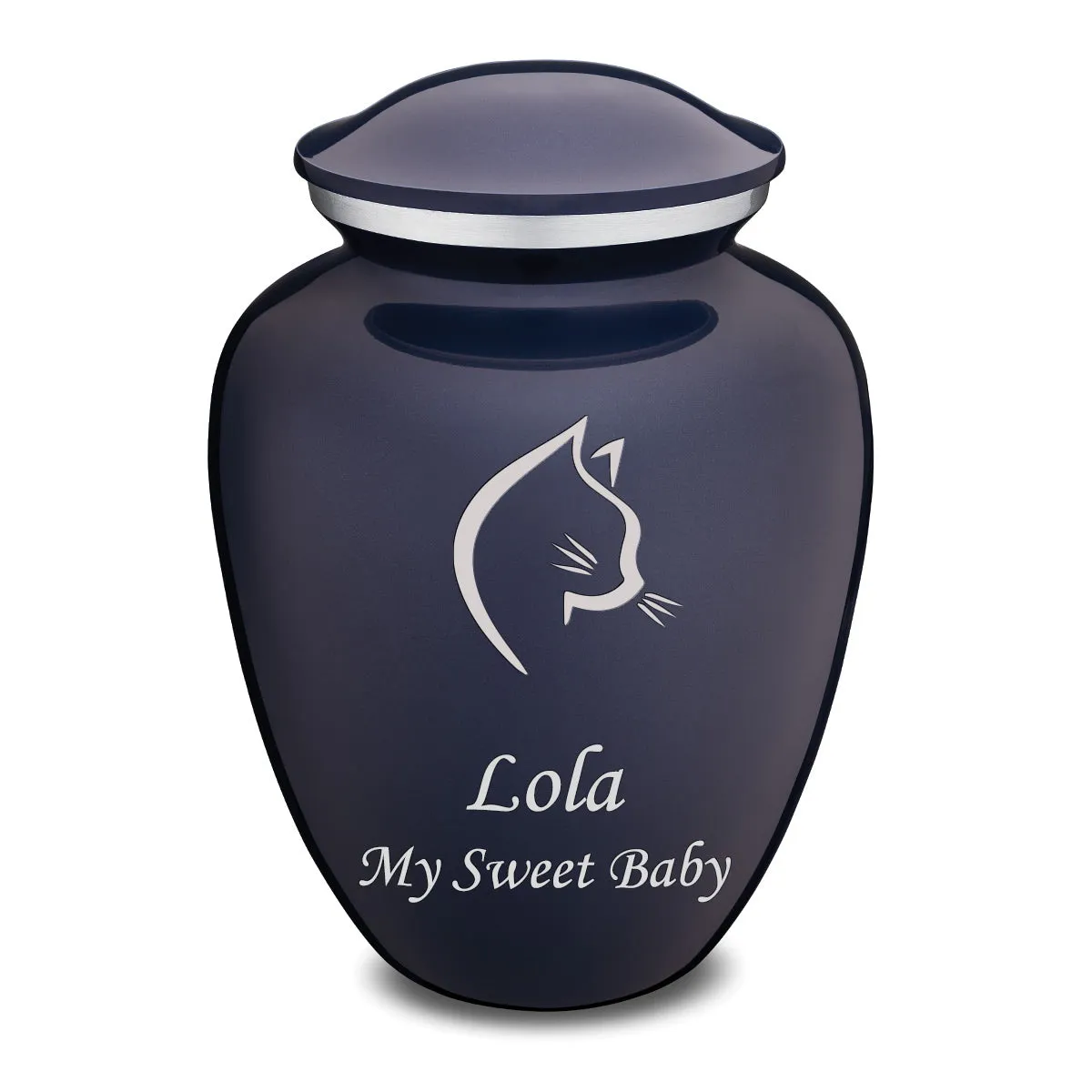 Large Embrace Cobalt Blue Cat Pet Cremation Urn