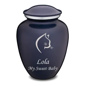 Large Embrace Cobalt Blue Cat Pet Cremation Urn