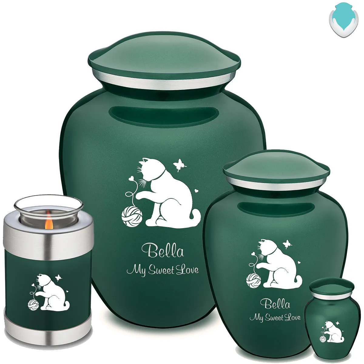 Large Embrace Green Pet Fun Cat Cremation Urn