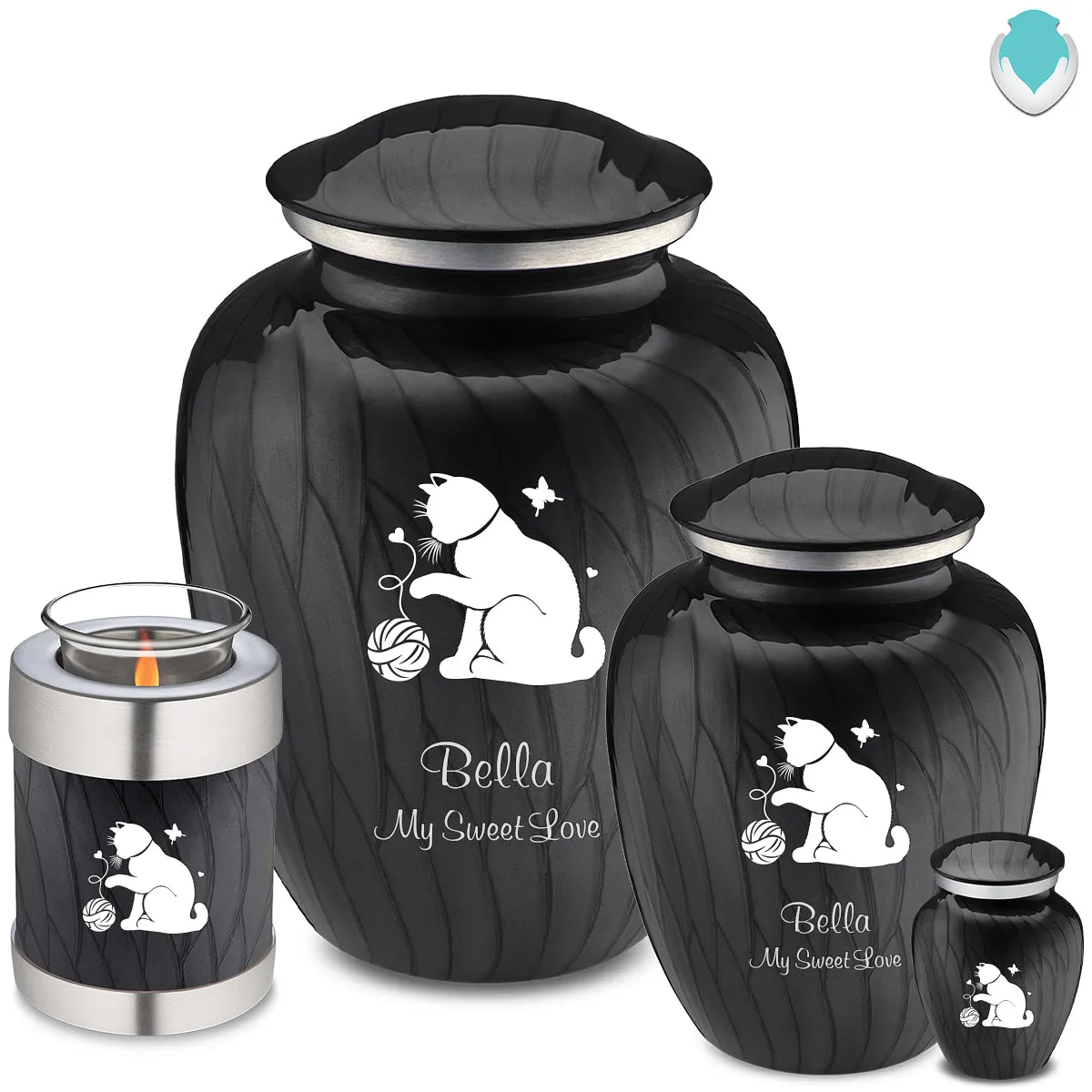 Large Embrace Pearl Black Pet Fun Cat Cremation Urn