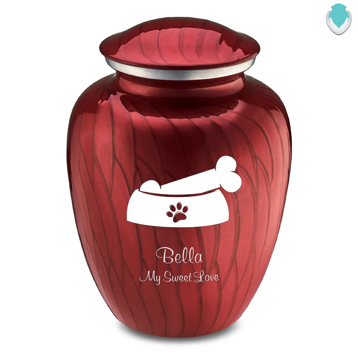 Large Embrace Pearl Candy Red Pet Dog Bone Cremation Urn