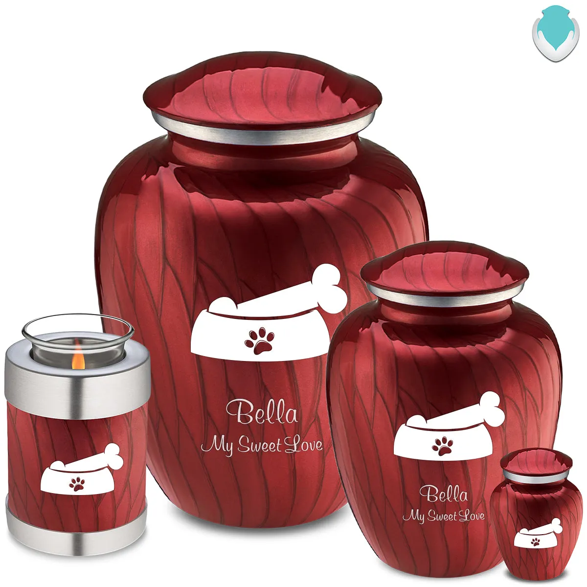 Large Embrace Pearl Candy Red Pet Dog Bone Cremation Urn