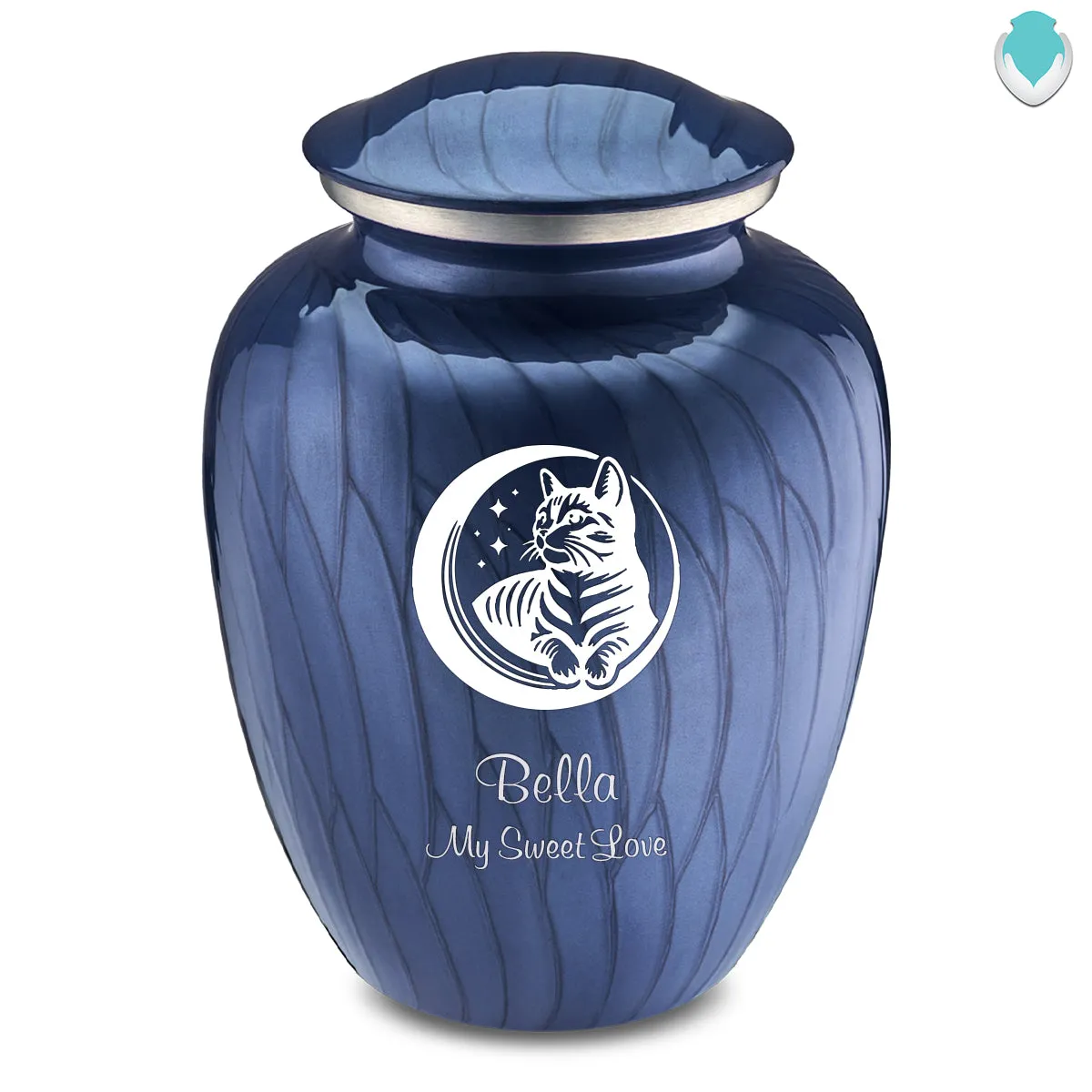 Large Embrace Pearl Cobalt Blue  Pet Cute Cat Cremation Urn