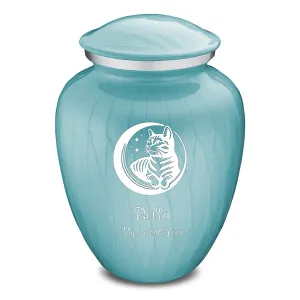 Large Embrace Pearl Light Blue  Pet Cute Cat Cremation Urn