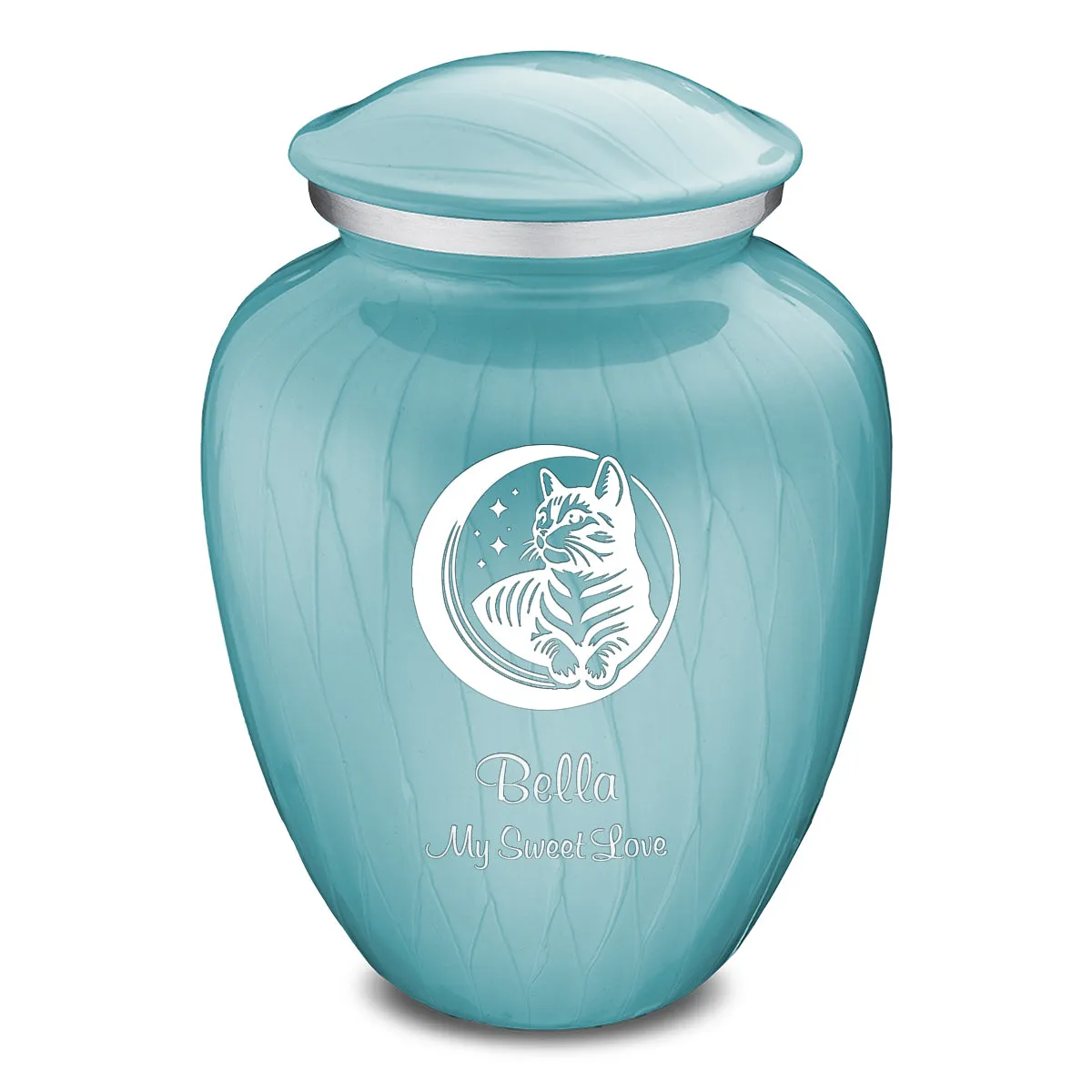 Large Embrace Pearl Light Blue  Pet Cute Cat Cremation Urn