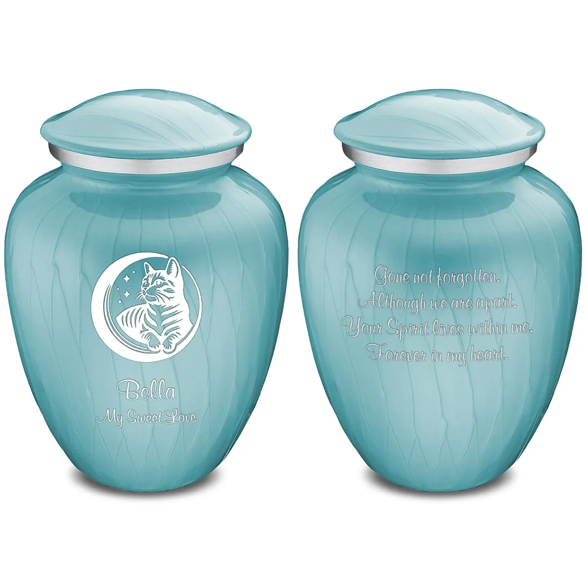 Large Embrace Pearl Light Blue  Pet Cute Cat Cremation Urn
