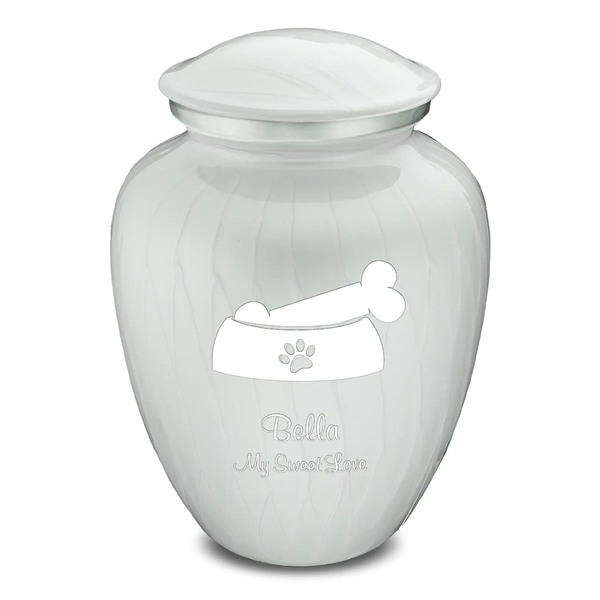 Large Embrace Pearl White Pet Dog Bone Cremation Urn