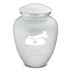 Large Embrace Pearl White Pet Dog Bone Cremation Urn