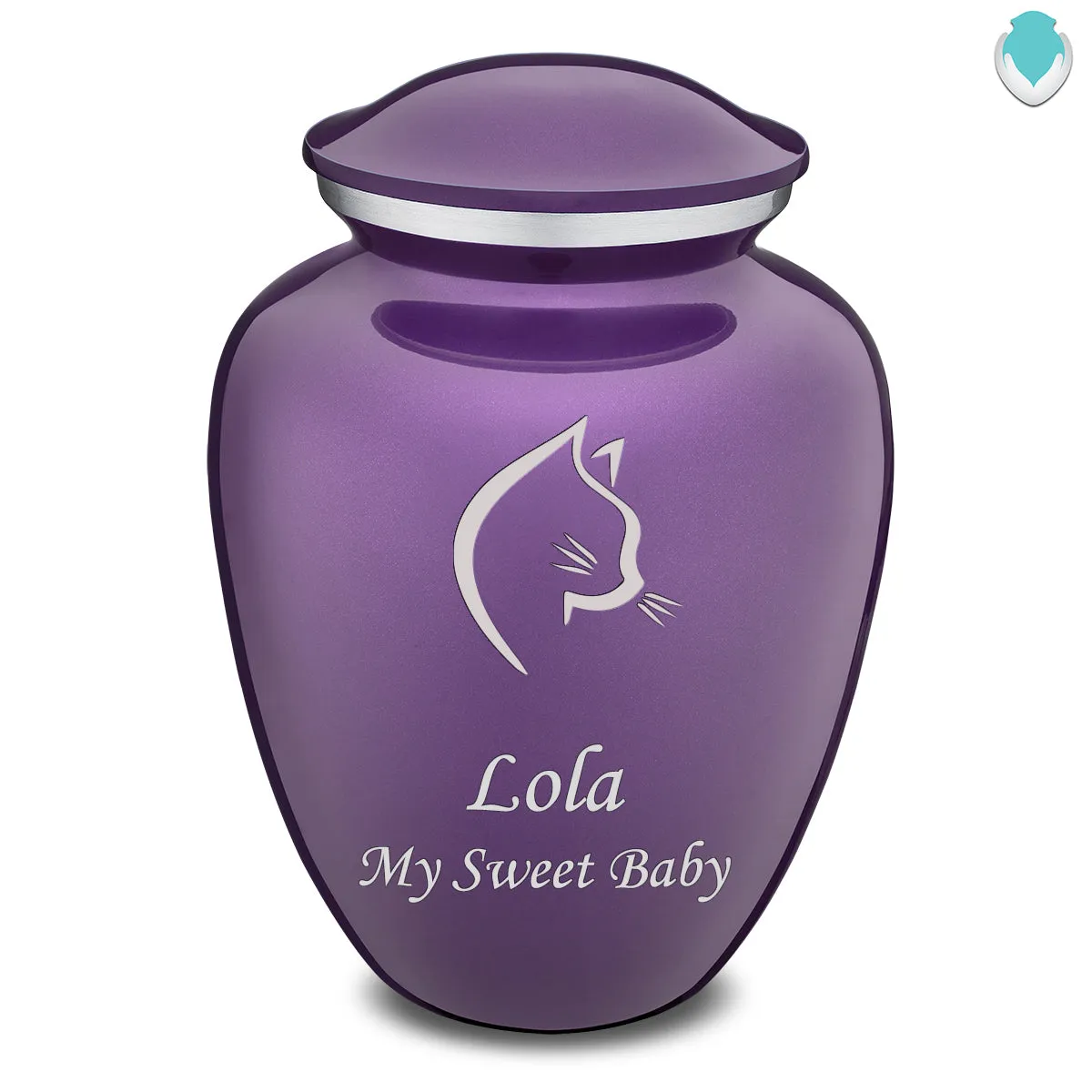 Large Embrace Purple Cat Pet Cremation Urn
