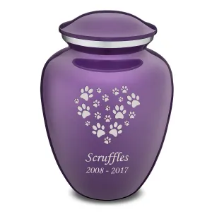 Large Embrace Purple Heart Paws Pet Cremation Urn