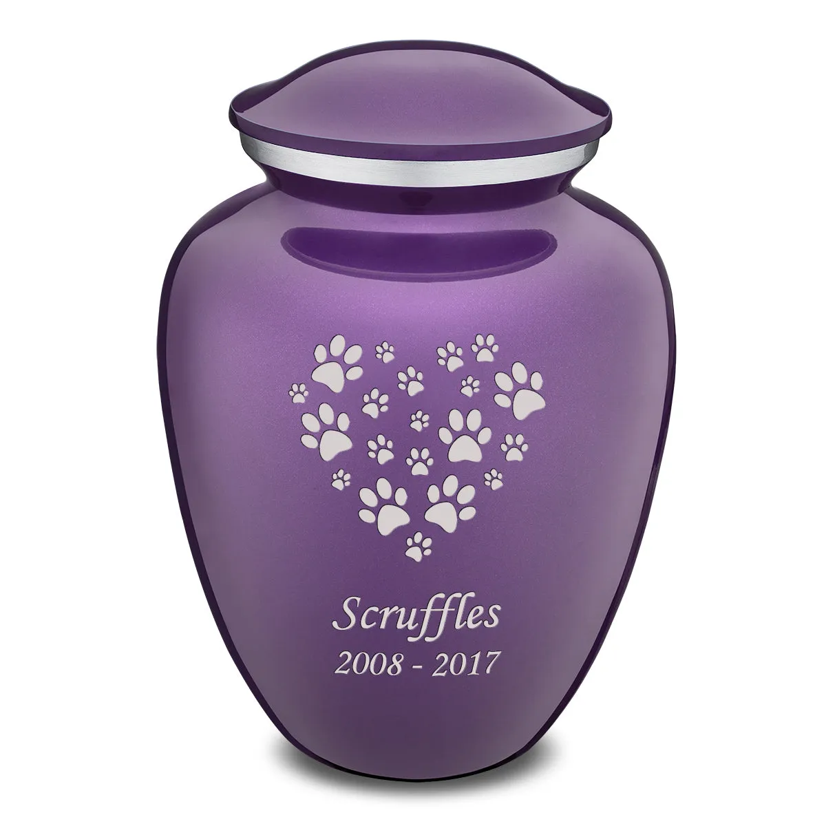 Large Embrace Purple Heart Paws Pet Cremation Urn