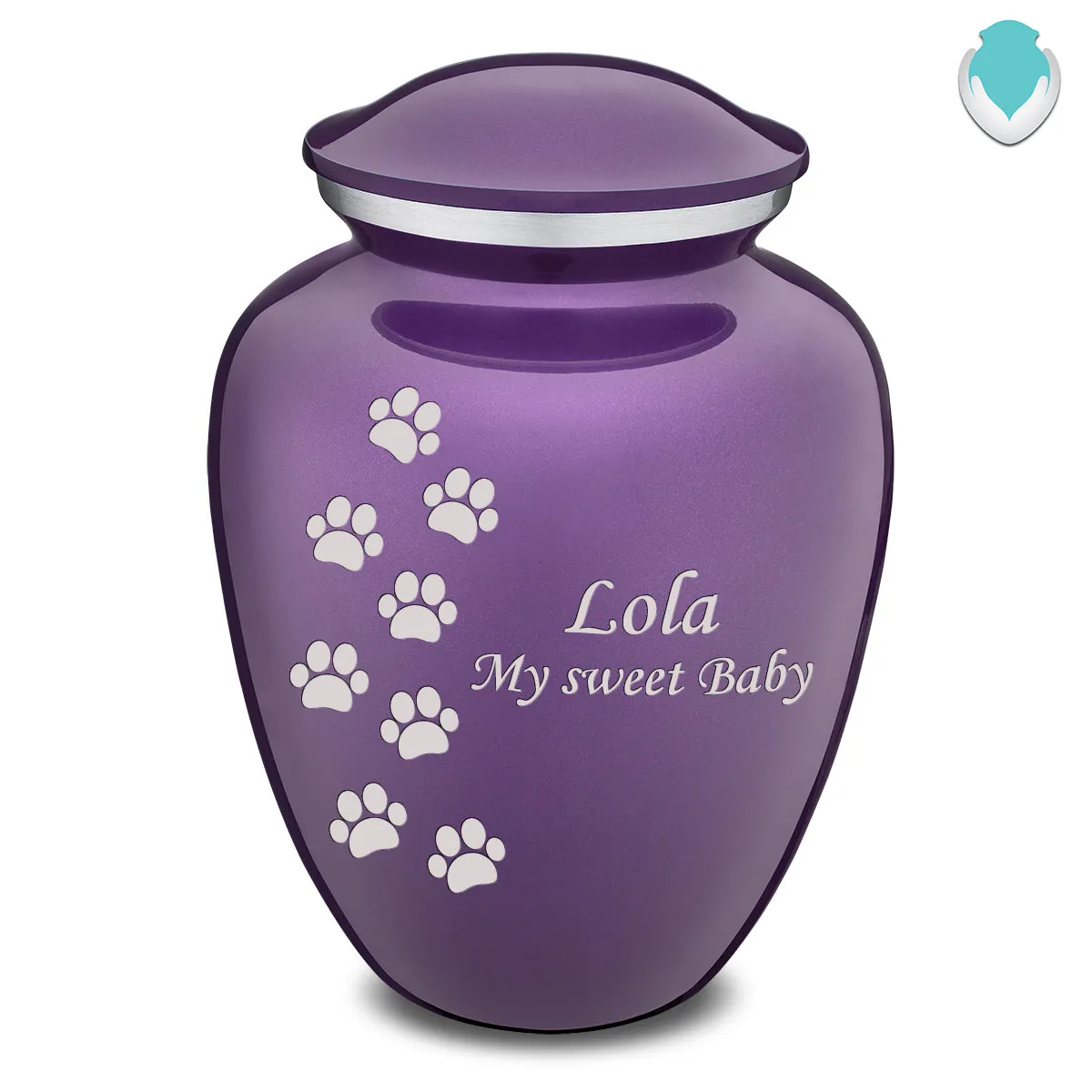 Large Embrace Purple Walking Paws Pet Cremation Urn