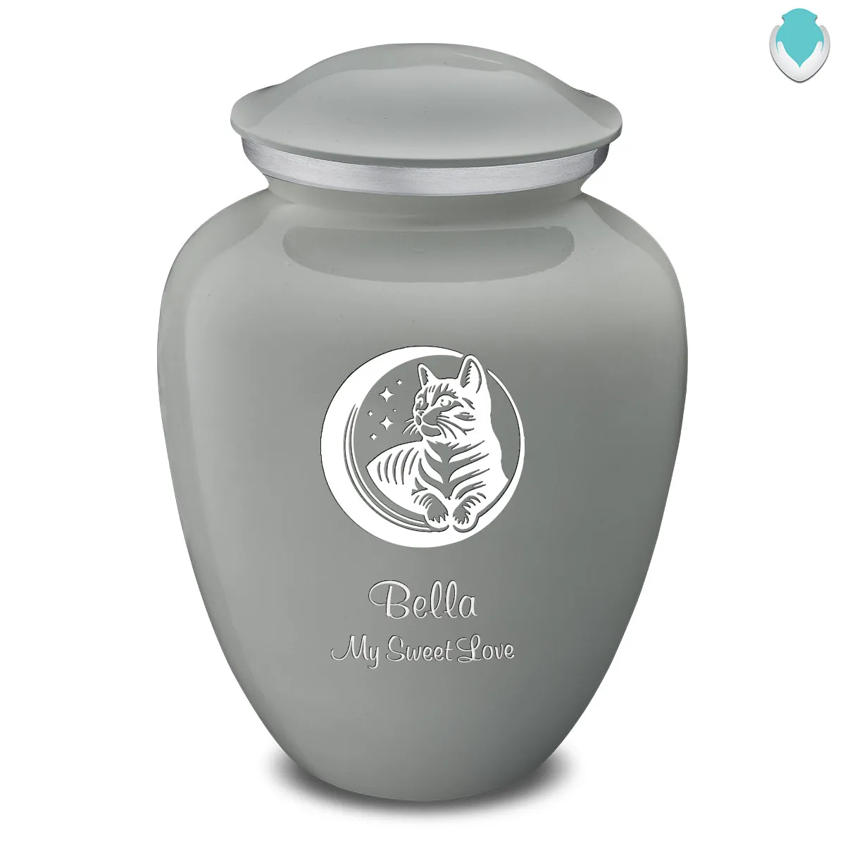 Large Embrace Slate Grey Pet Cute Cat Cremation Urn