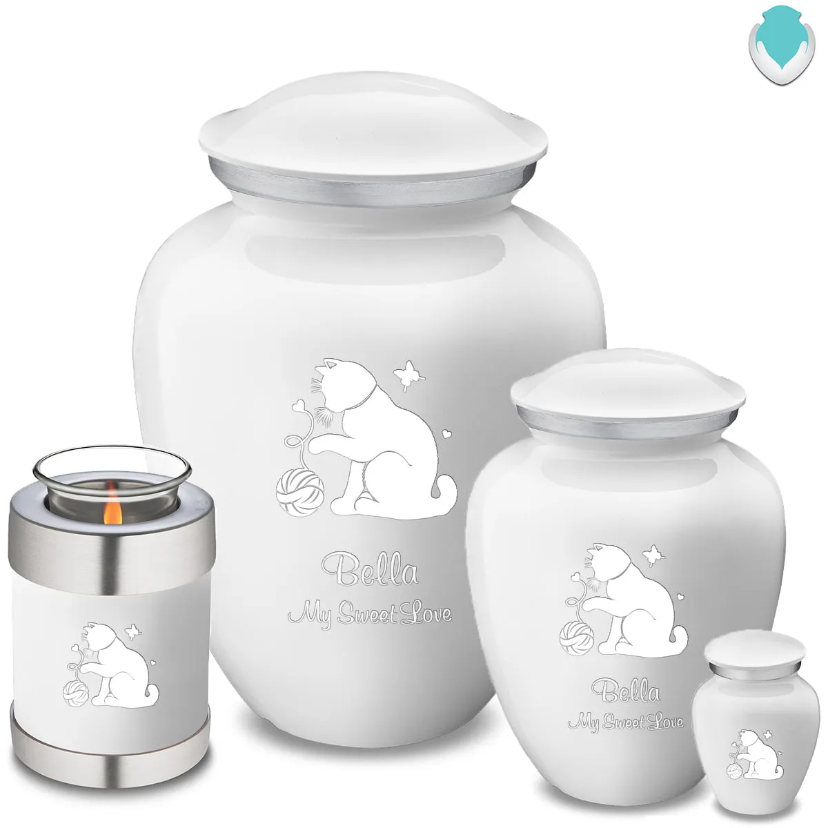 Large Embrace White Pet Fun Cat Cremation Urn