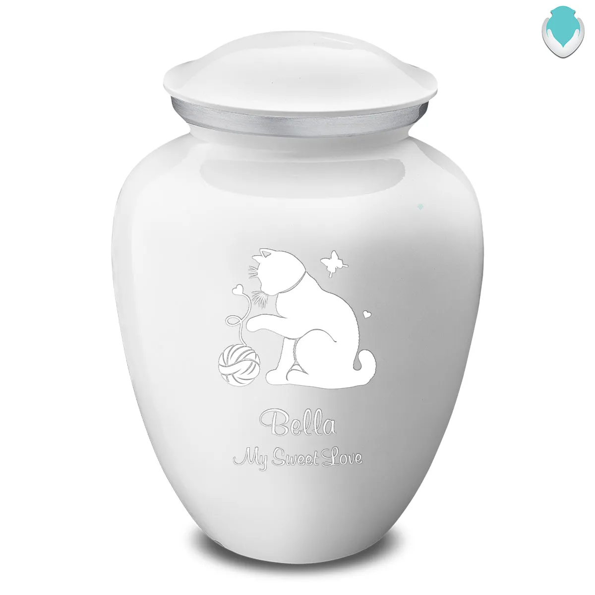 Large Embrace White Pet Fun Cat Cremation Urn