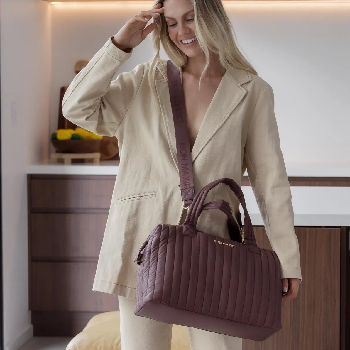 Large Puffy Pillow Crossbody Bag -- Chocolate
