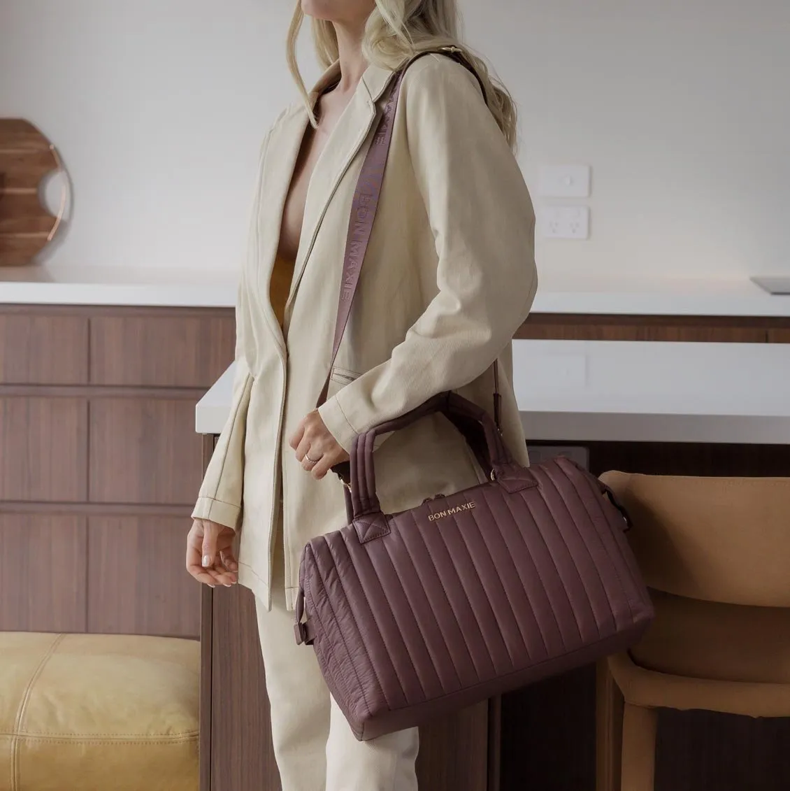 Large Puffy Pillow Crossbody Bag -- Chocolate