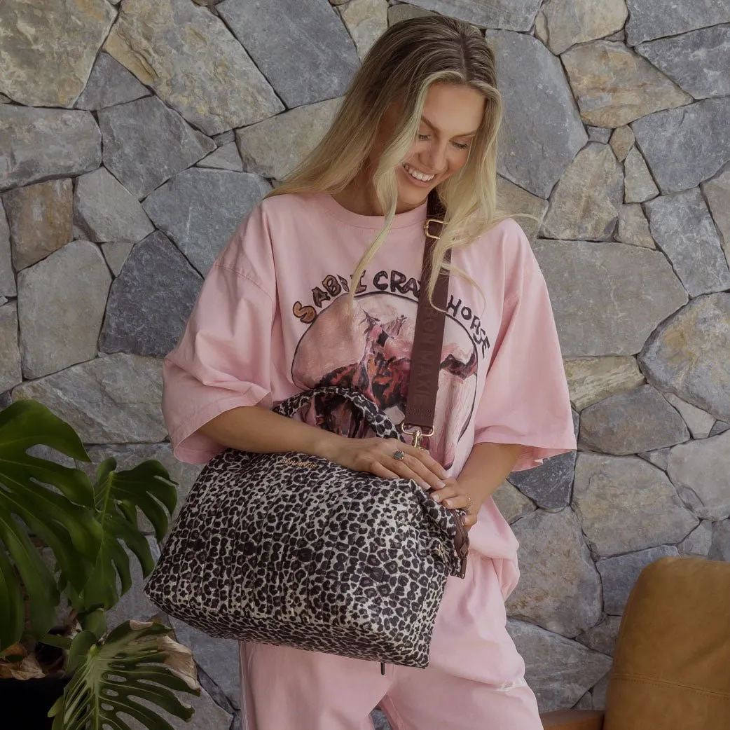 Large Puffy Pillow Crossbody Bag -- Leopard
