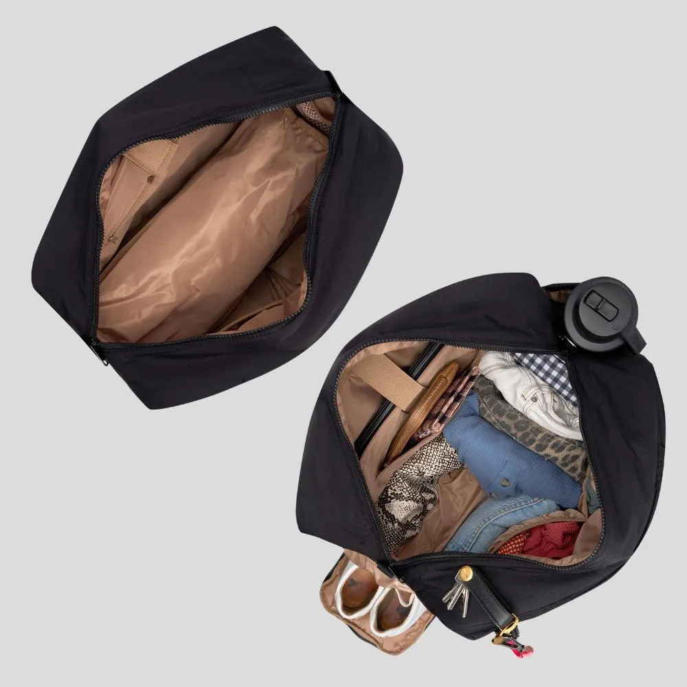 Large Weekender Nylon Duffel Bag -- Black