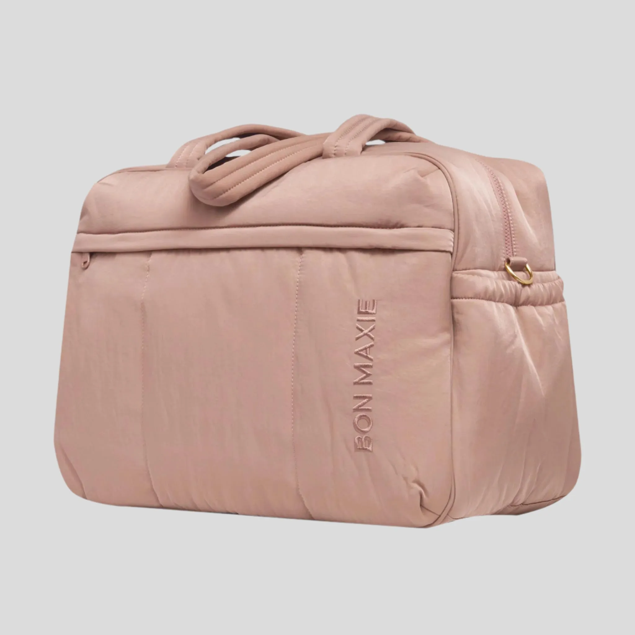 Large Weekender Nylon Duffel Bag -- Milk Tea