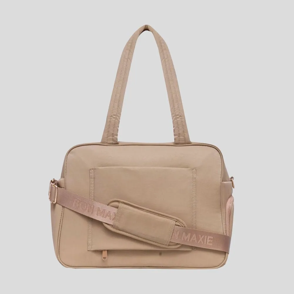 Large Weekender Nylon Duffel Bag -- Tan
