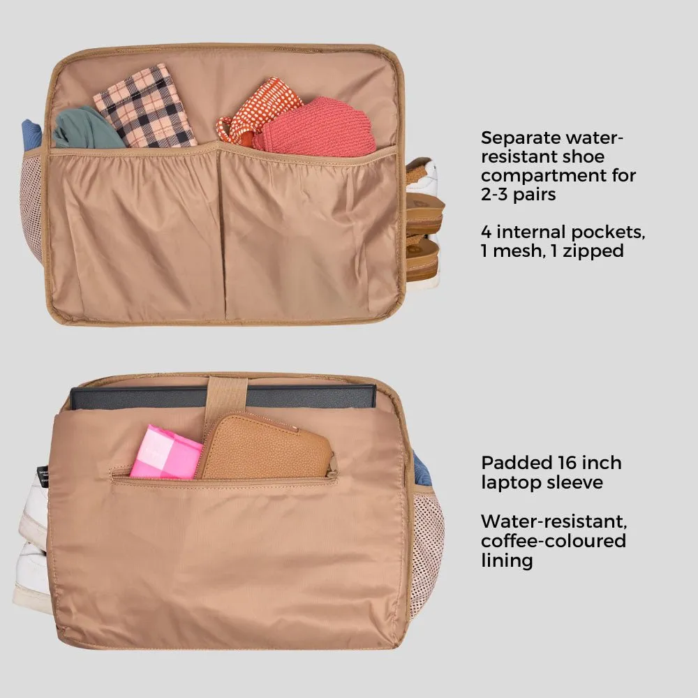 Large Weekender Nylon Duffel Bag -- Tan