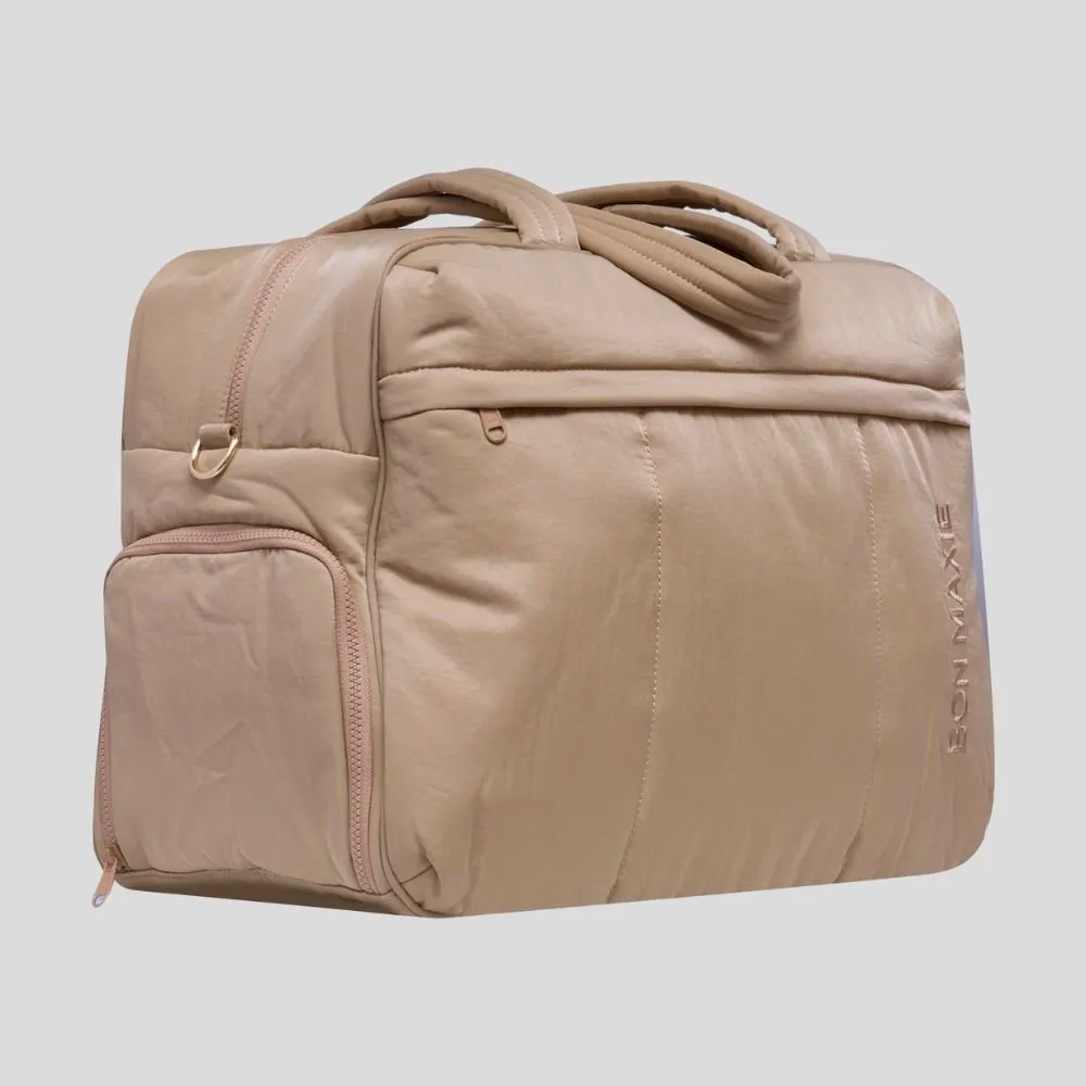 Large Weekender Nylon Duffel Bag -- Tan