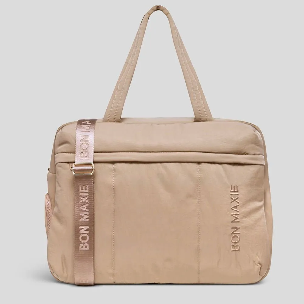 Large Weekender Nylon Duffel Bag -- Tan