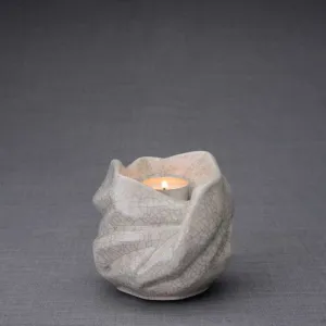 Luminous Tealight Candle Ceramic Keepsake Urn in Craquelure - 29 Cubic Inches