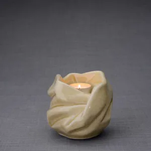 Luminous Tealight Candle Ceramic Keepsake Urn in Light Sand - 29 Cubic Inches