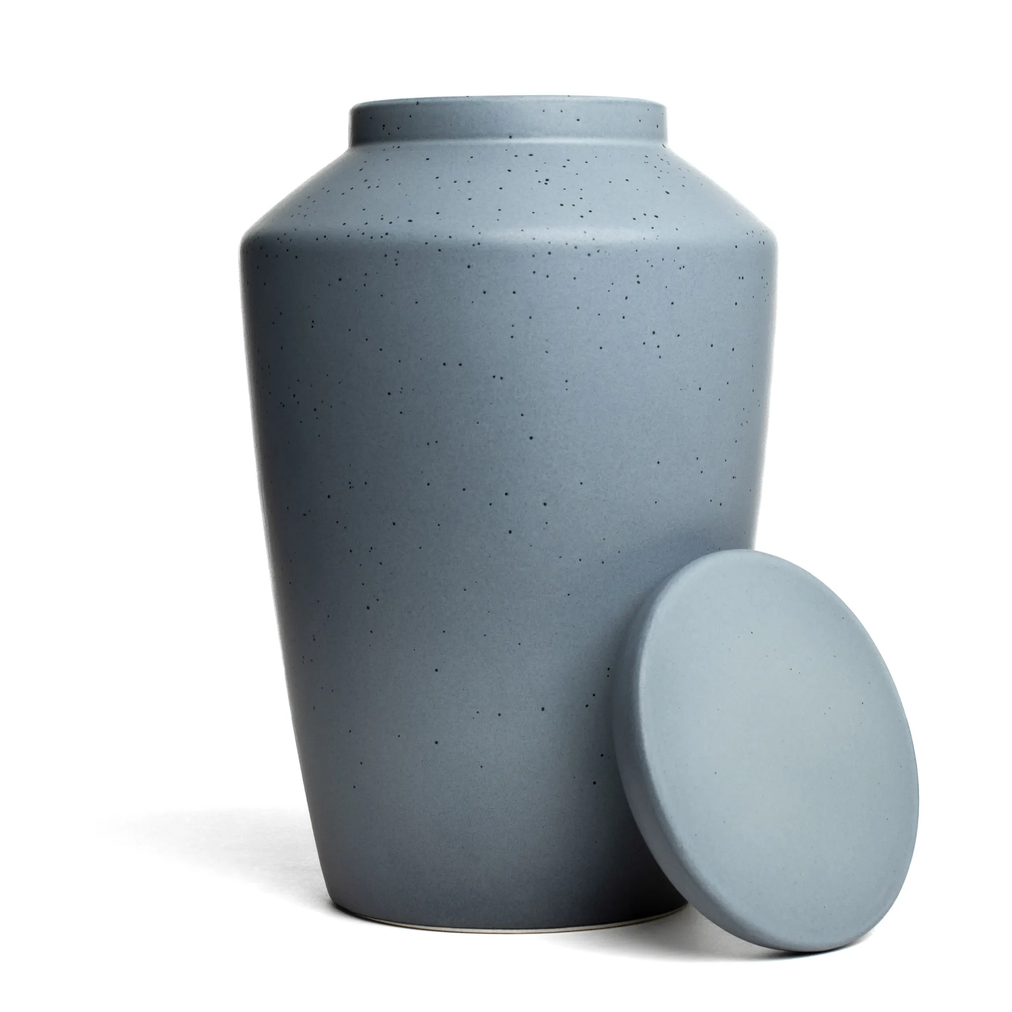 Modern Ceramic Cremation Urn in Speckled Gray
