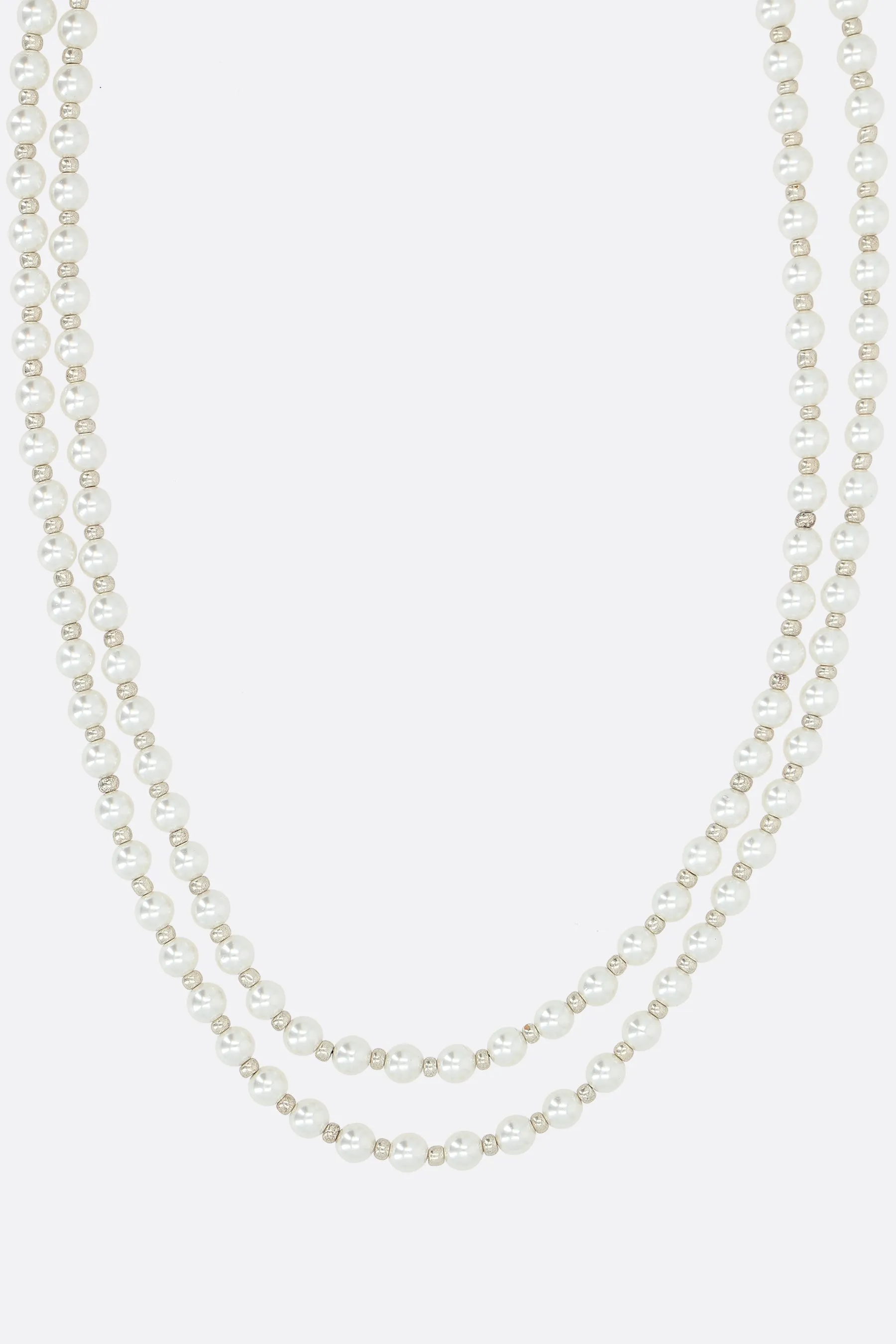 multi-wrap necklace with glass pearls