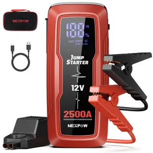 Nexpow ET4000-DS/WAL 2500A 18000mAh Battery Car Jump Starter W/LED Display, Red