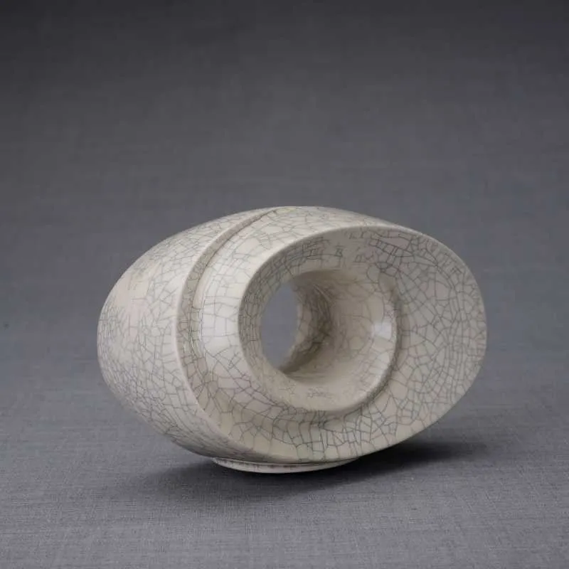 Passage Sculpture Art Memorial Candle Ceramic Cremation Urn in Craquelure