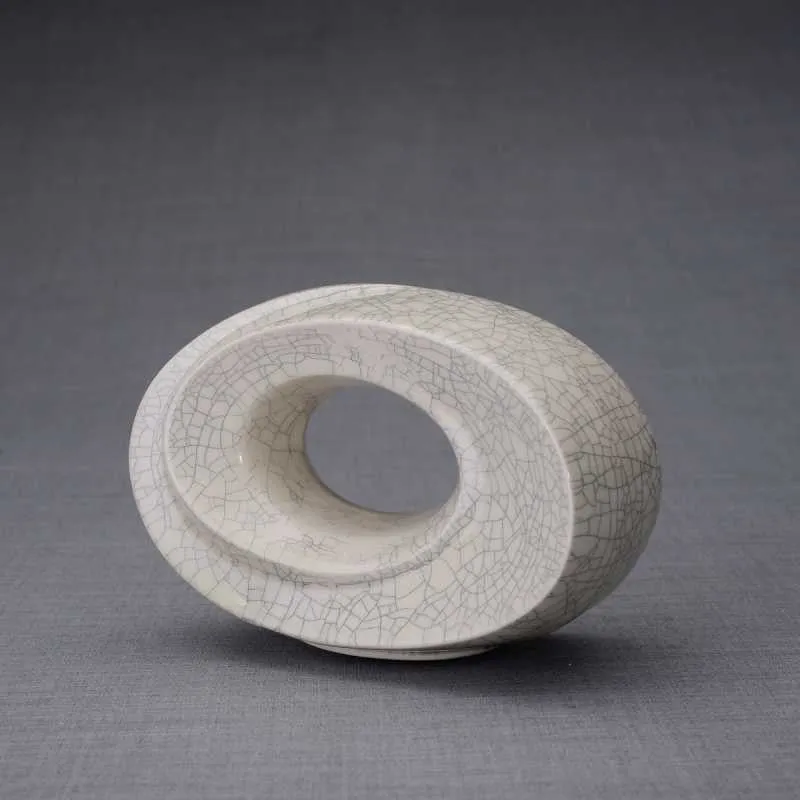 Passage Sculpture Art Memorial Candle Ceramic Cremation Urn in Craquelure