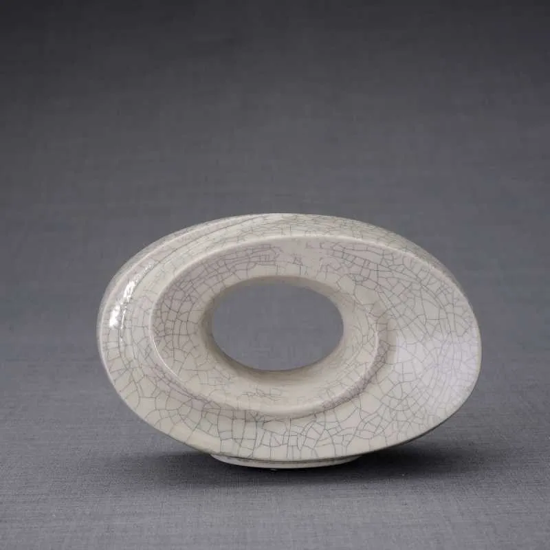Passage Sculpture Art Memorial Candle Ceramic Cremation Urn in Craquelure