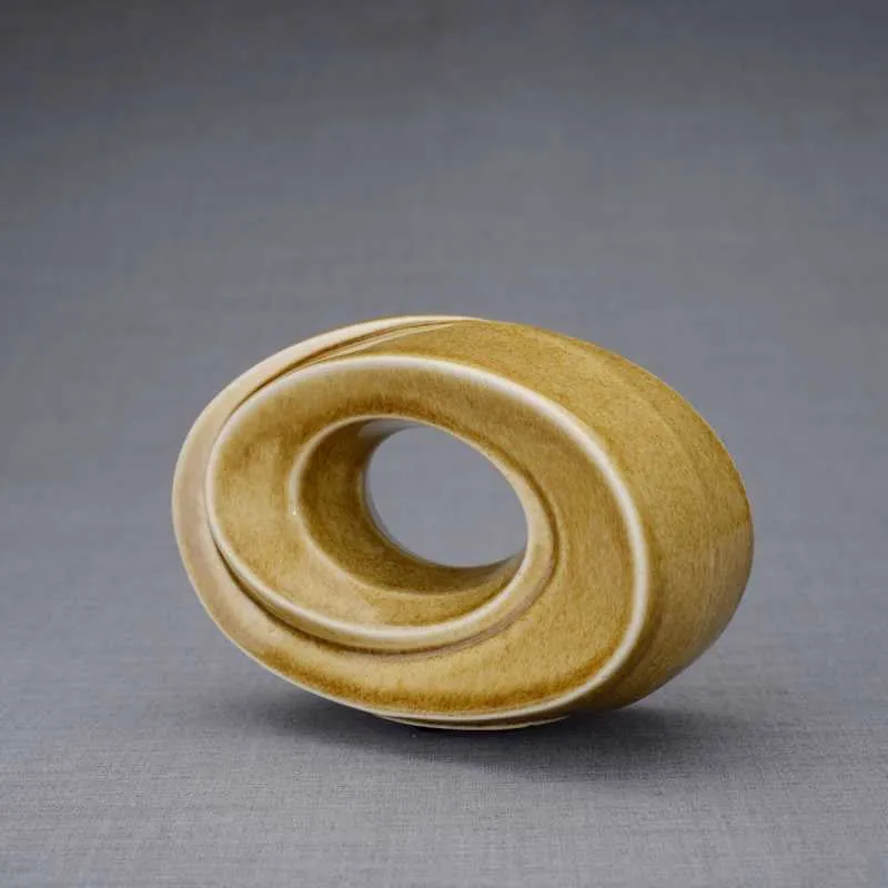 Passage Sculpture Art Memorial Candle Ceramic Cremation Urn in Dark Sand